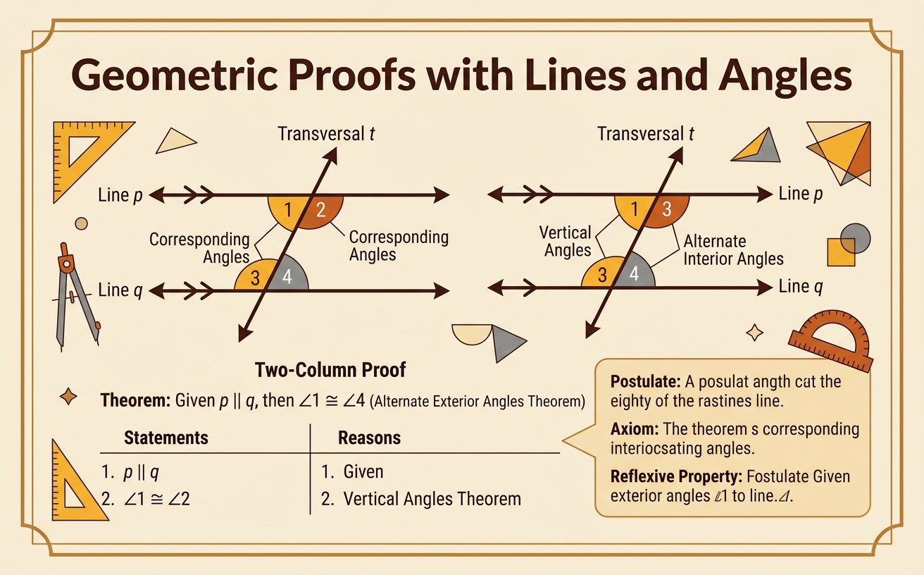 Geometric Proofs with Lines and Angles