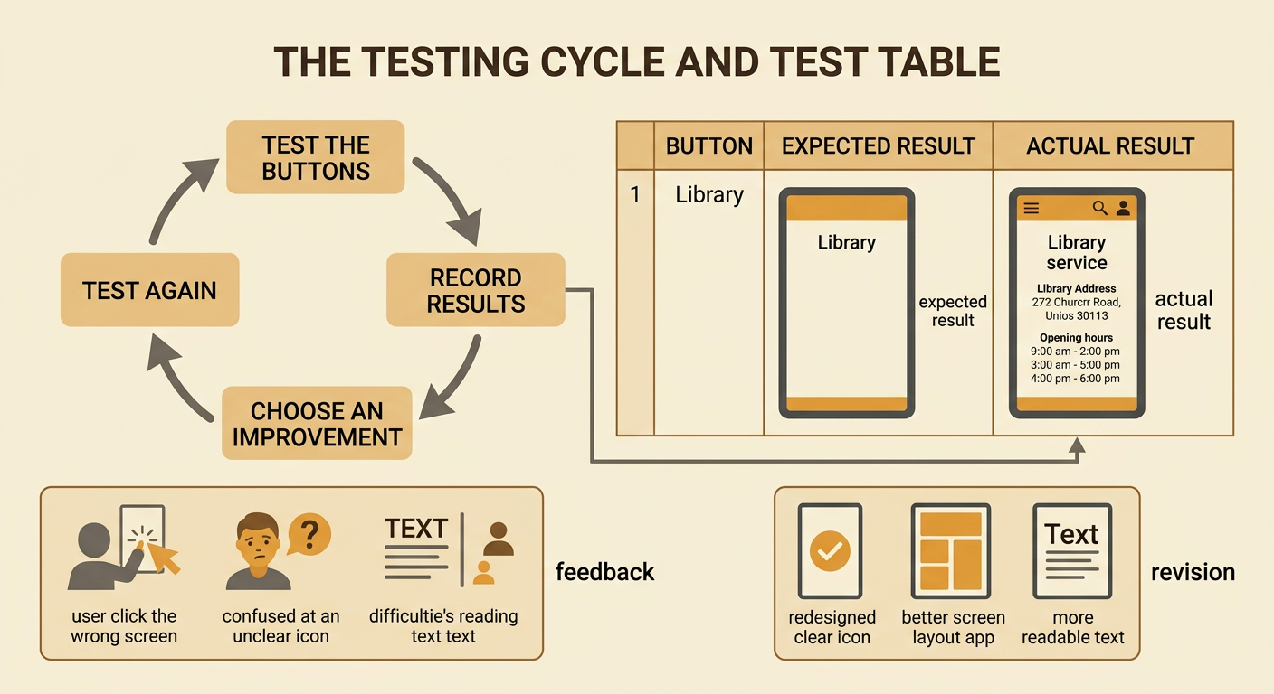 A tester uses the community help app beside a table that compares results and records improvements.
