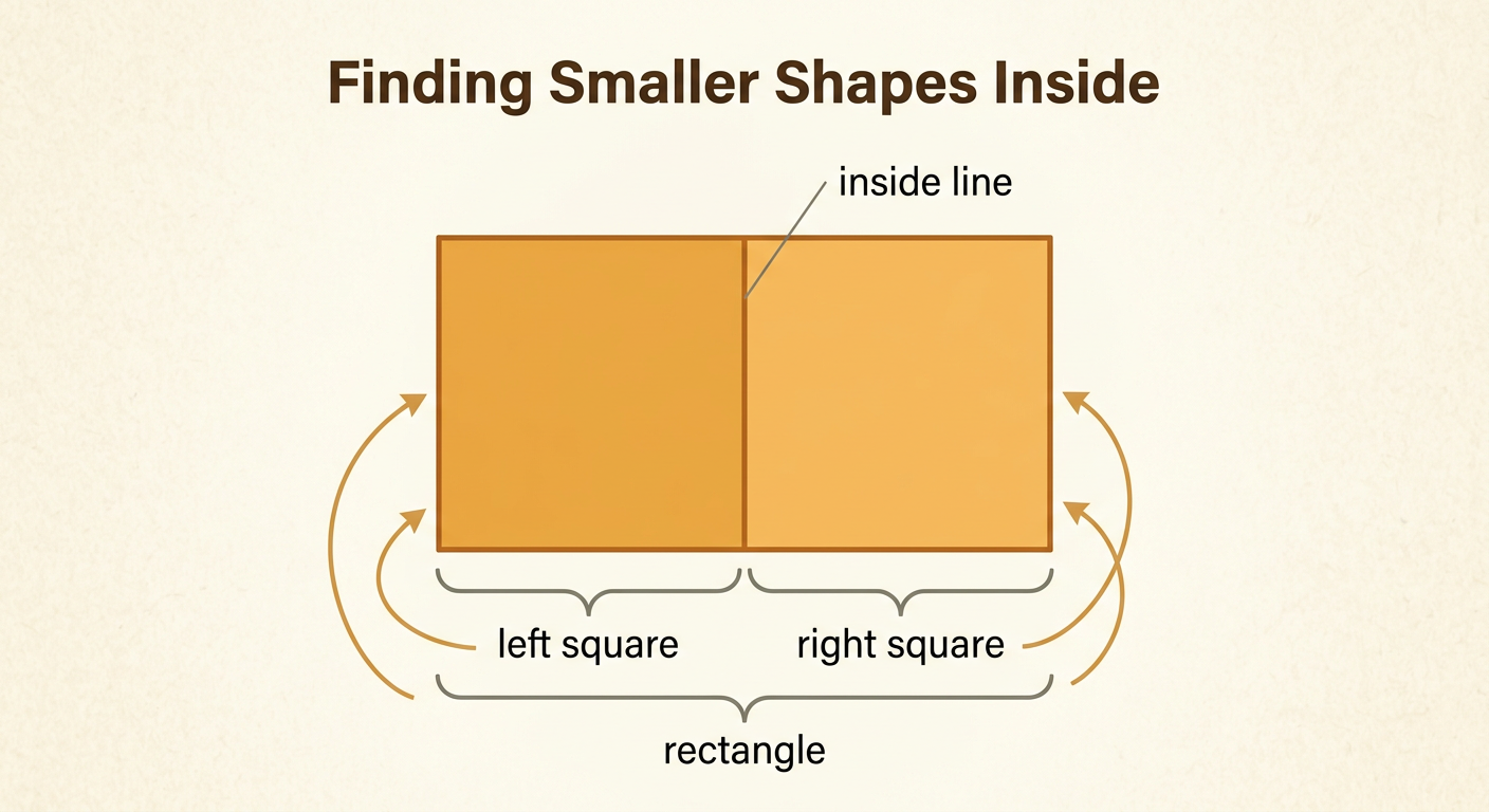 A long rectangle is divided by one inside line into a left square and a right square.