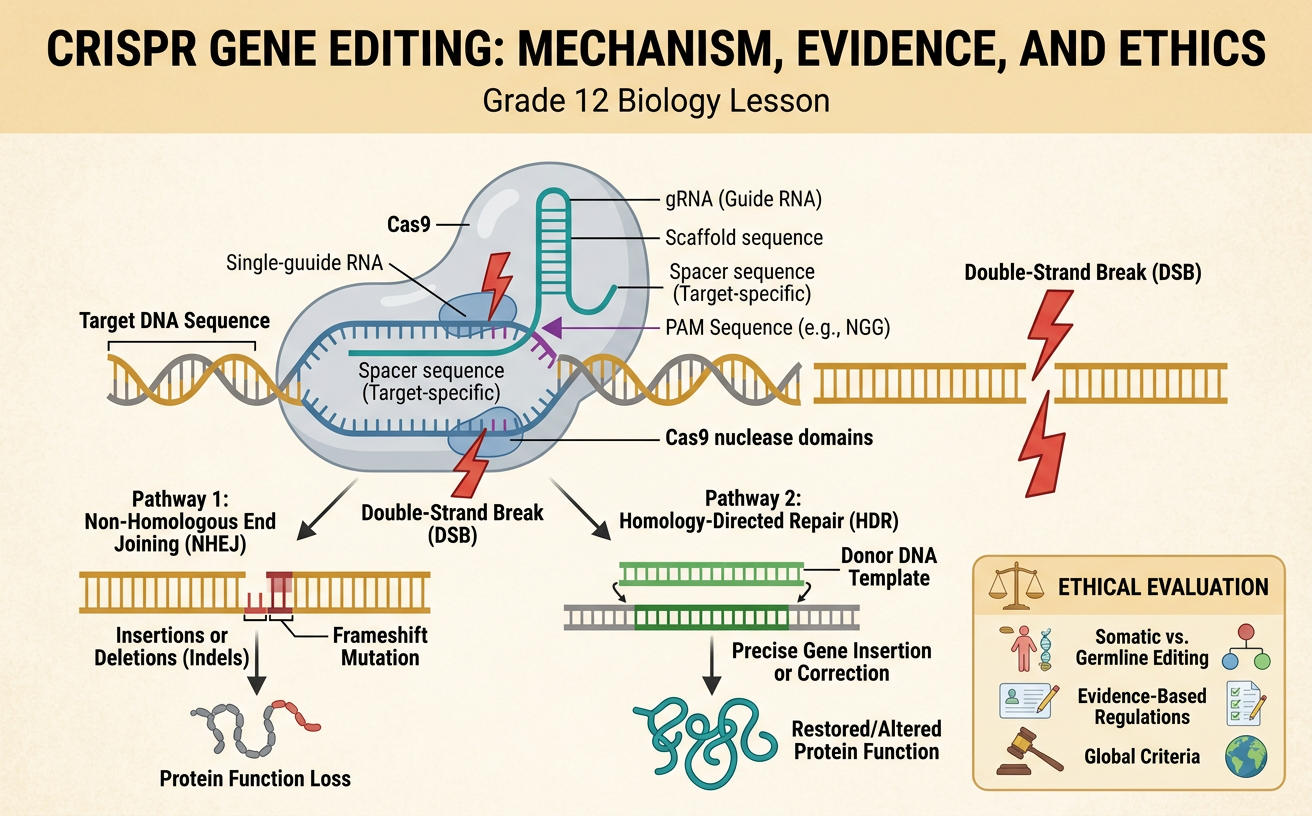 CRISPR Gene Editing: Mechanism, Evidence, and Ethics