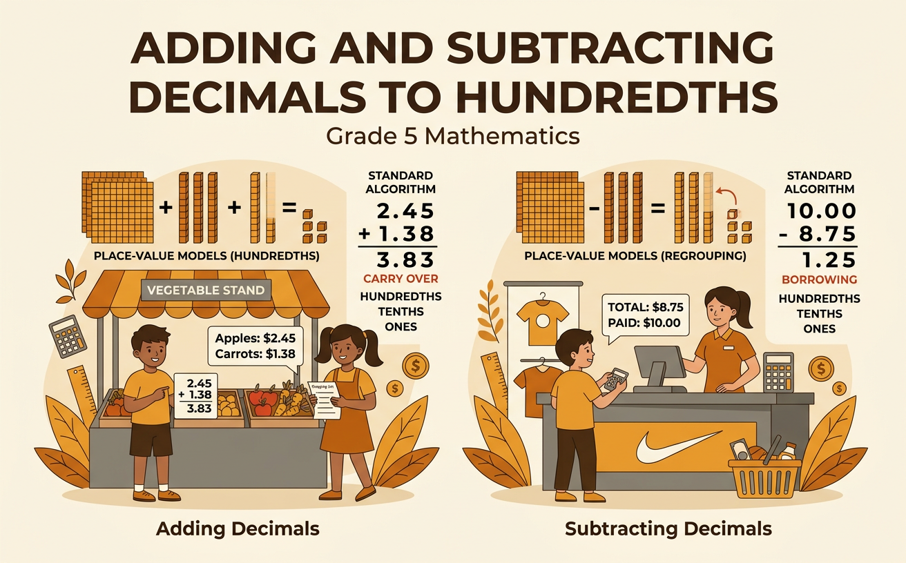 Adding and Subtracting Decimals to Hundredths