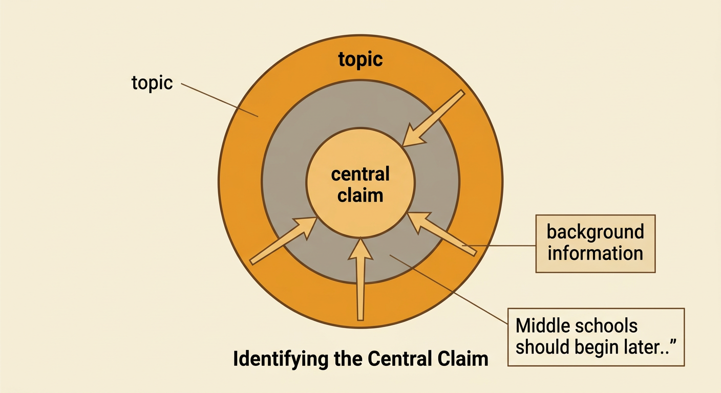 A school schedule article diagram separates its general subject, main position, and introductory facts.